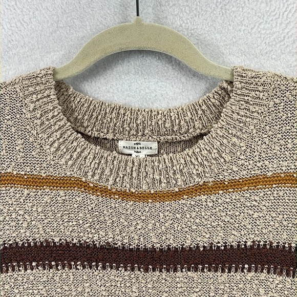 Mason & Belle Stitch Fix Pullover Sweater Size XL Tan/Brown/Gold Stripe NWOT - Picture 3 of 10